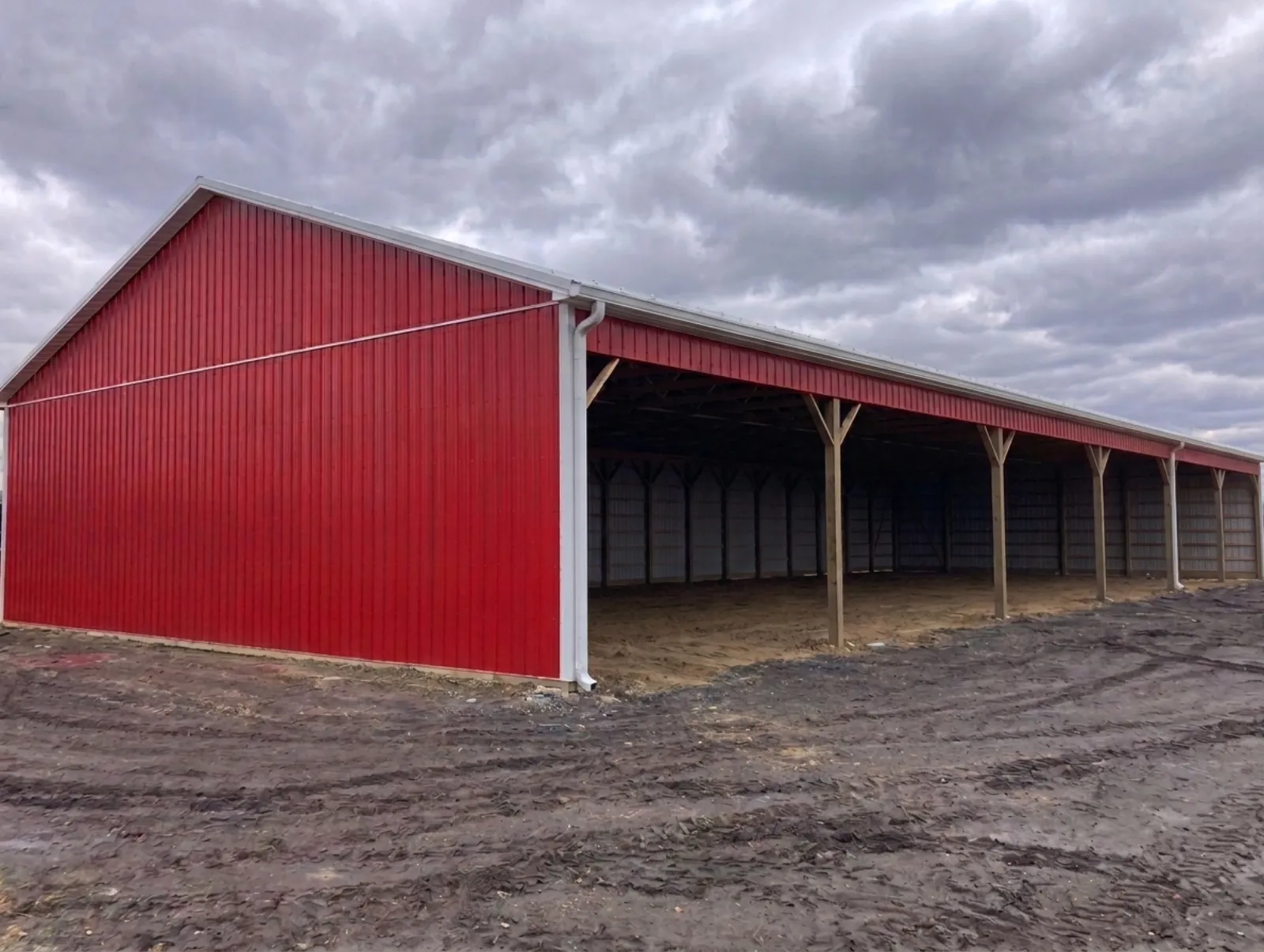 Post-frame equipment storage