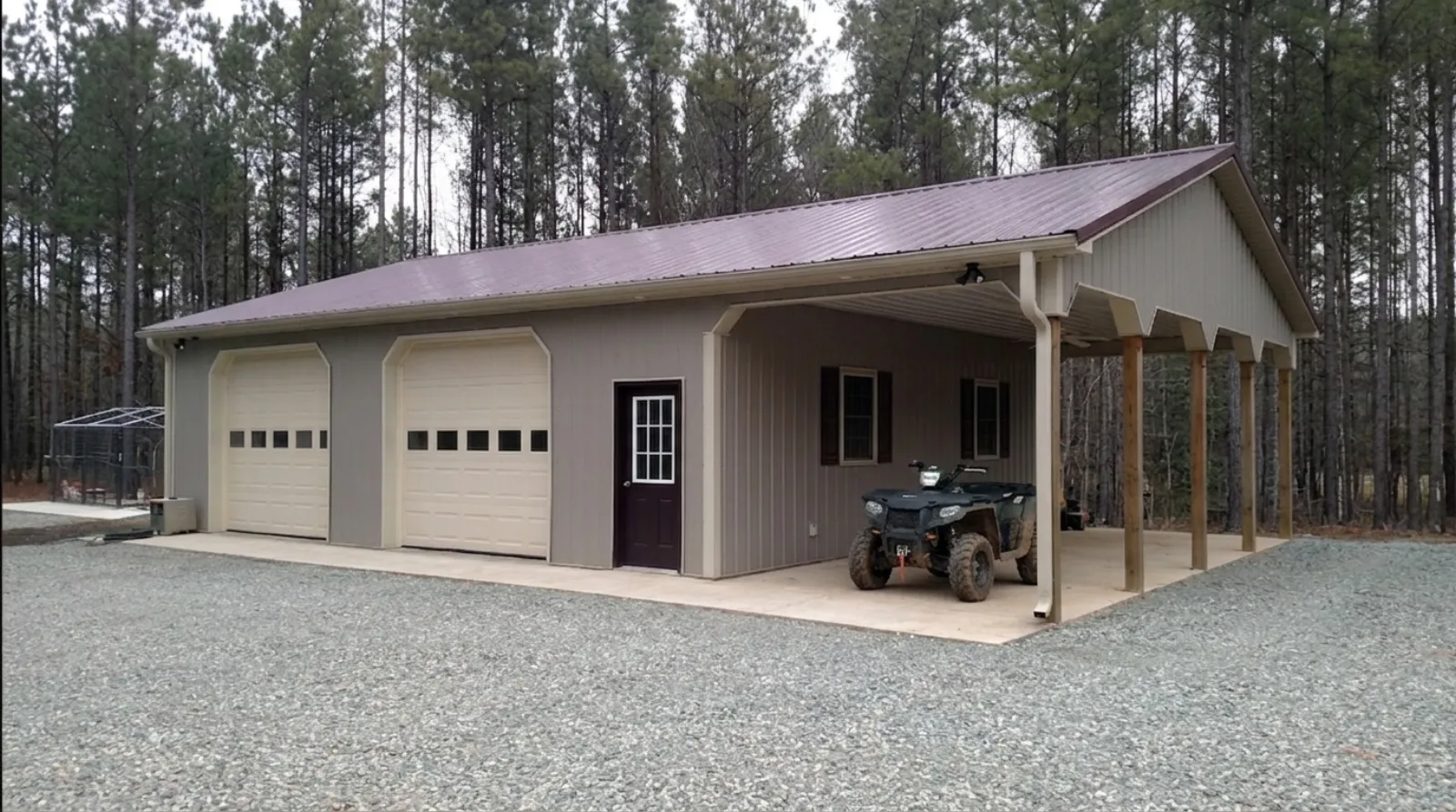 Post-frame detached garage